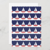 Nautic Sailboat Pattern Navy Blau und Rot Einladung (Vorne/Hinten)