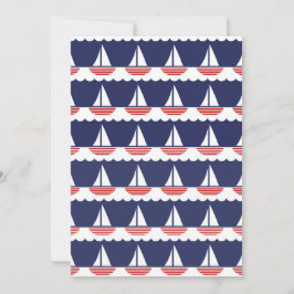 Nautic Sailboat Pattern Navy Blau und Rot Einladung