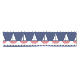 Nautic Sailboat Pattern Navy Blau und Rot Kurzer Tischläufer