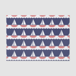 Nautic Sailboat Pattern Navy Blau und Rot Seidenpapier