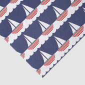 Nautic Sailboat Pattern Navy Blau und Rot Seidenpapier (Ausschnitt)