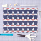 Nautic Sailboat Pattern Navy Blau und Rot Seidenpapier (Handwerk)