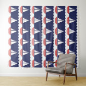 Nautic Sailboat Pattern Navy Blau und Rot Wandteppich (Beispiel (Horizontal))