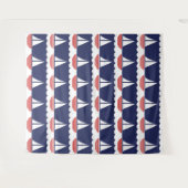 Nautic Sailboat Pattern Navy Blau und Rot Wandteppich (Vorderseite (Horizontal))