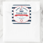 Nautic Sailboat Red Navy Vielen Dank Quadratischer Aufkleber (Tasche)