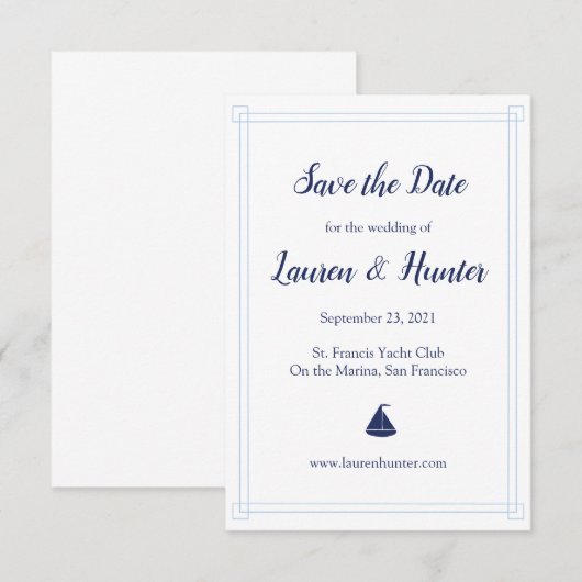 Nautic Sailboat Save the Date (Vorne/Hinten)