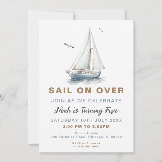 Nautic Sailboat über Geburtstag einladen Einladung (Vorderseite)