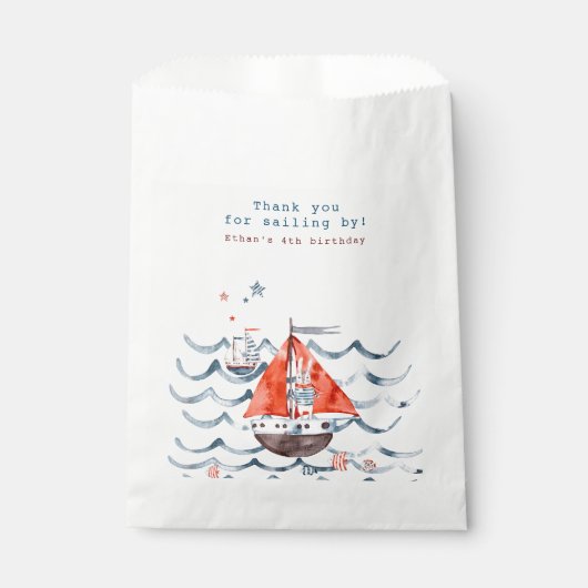 Nautic Sailboat Vielen Dank Kindergeburtstag Geschenktütchen (Vorderseite)