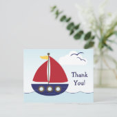 Nautic Sailboat Vielen Dank Postkarte (Stehend Vorderseite)