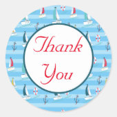 Nautic Sailboat Vielen Dank Runder Aufkleber (Vorderseite)