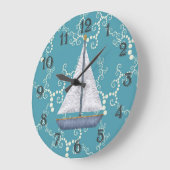 Nautic Sailboat Wall Clock Große Wanduhr (Winkel)