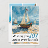 Nautic Sailboat Weihnachtskarte Feiertagskarte (Vorne/Hinten)