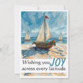 Nautic Sailboat Weihnachtskarte Feiertagskarte (Vorderseite)
