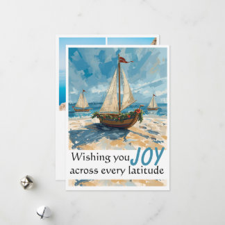 Nautic Sailboat Weihnachtskarte Feiertagskarte