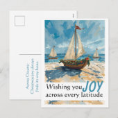 Nautic Sailboat Weihnachtskarte Feiertagspostkarte (Vorne/Hinten)