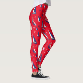 Nautic Sailboats Pattern Ocean Sailing Adventure Leggings