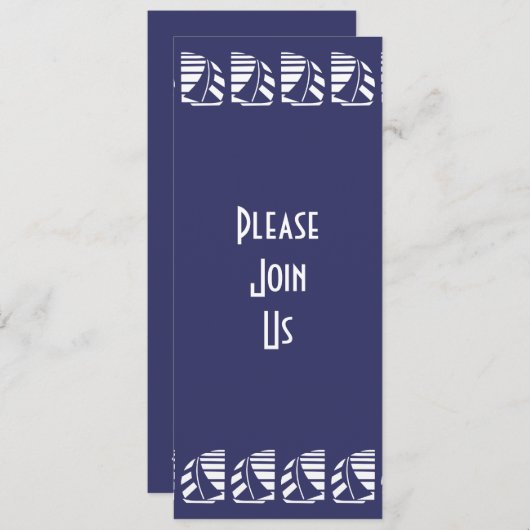 Nautic Sailing Blue White Deko Custom Einladung (Vorne/Hinten)