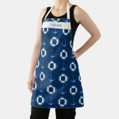 Nautic Sailing Boat Anchor Lifebuoy Navy Blue Schürze (InSitu)