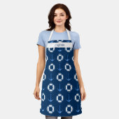 Nautic Sailing Boat Anchor Lifebuoy Navy Blue Schürze (Getragen)