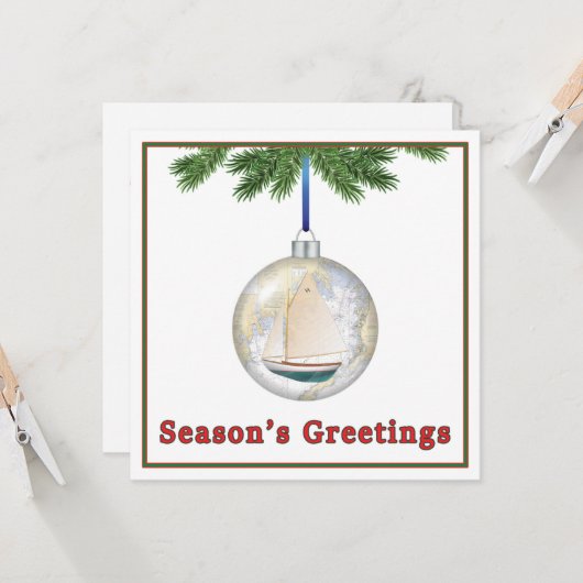 Nautic & Sailing Weihnachtskarte Karte (Vorderseite/Rückseite Beispiel)