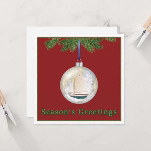 Nautic & Sailing Weihnachtskarte Karte (Vorderseite/Rückseite Beispiel)