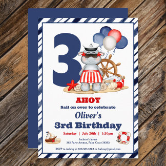 Nautic Sailor 2. 3. Geburtstagsboot Party Einladung