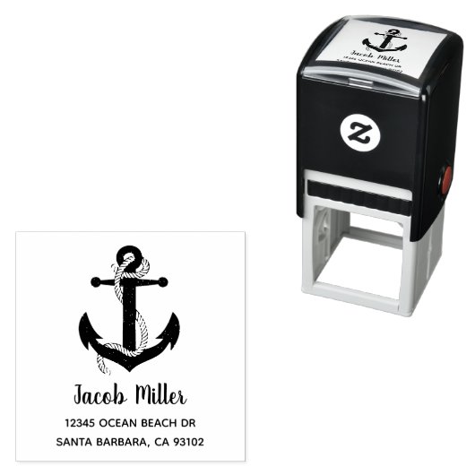 Nautic Sailor Anchor Individuelle Name Rücksendead Permastempel (Beispiel)