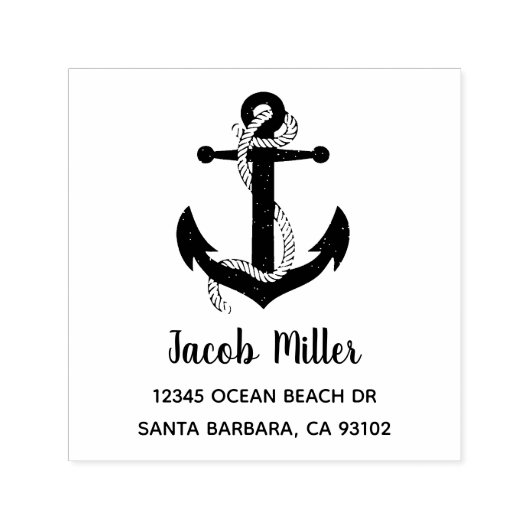 Nautic Sailor Anchor Individuelle Name Rücksendead Permastempel (Design)
