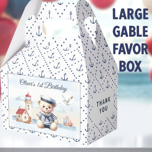 Nautic Sailor Bear 1. Geburtstag Grosses Gabel Geschenkschachtel