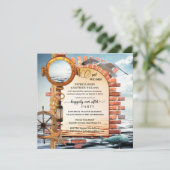 Nautic Sailor Coastal nach Hochzeit Einladung (Stehend Vorderseite)