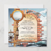 Nautic Sailor Coastal nach Hochzeit Einladung (Vorderseite)