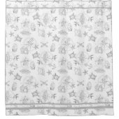 Nautic Sailor Tattoos Grau und Weiß Gemustert Duschvorhang (Vorderseite)