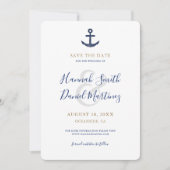 Nautic Save the Date Blue Anchor Einladungskarte (Vorderseite)