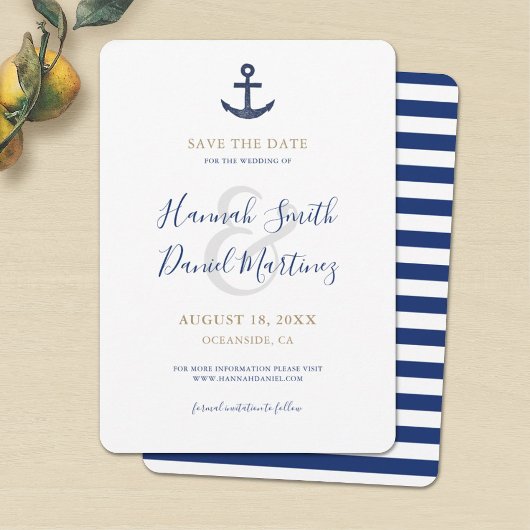 Nautic Save the Date Blue Anchor Einladungskarte