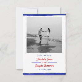 Nautic Save the Date Rustic Blue Paint Foto