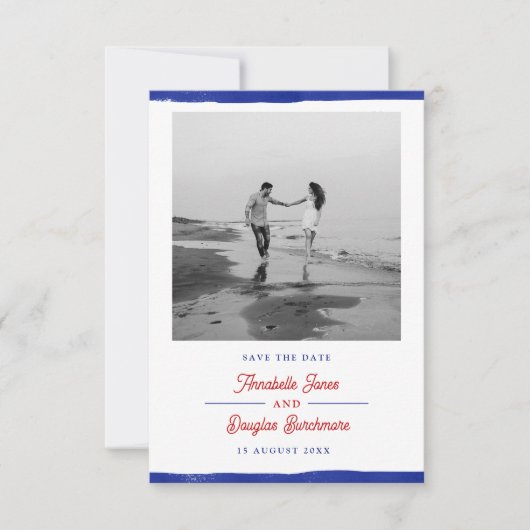 Nautic Save the Date Rustic Blue Paint Foto (Vorderseite)