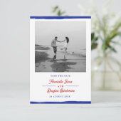 Nautic Save the Date Rustic Blue Paint Foto (Stehend Vorderseite)
