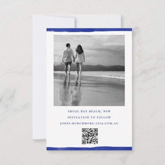 Nautic Save the Date Rustic Blue Paint Foto (Rückseite)