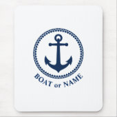 Nautic Sea Anchor Ihr Boot oder Name Navy Blue Mousepad (Vorne)