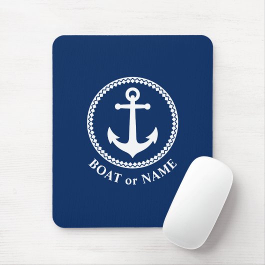 Nautic Sea Anchor Ihr Boot oder Name Navy Blue Mousepad (Mit Mouse)