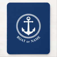 Nautic Sea Anchor Ihr Boot oder Name Navy Blue