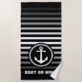 Nautic Sea Anchor Ihr Name oder Boot Black Strandtuch (Vorderseite)