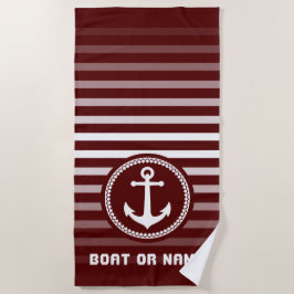 Nautic Sea Anchor Ihr Name oder Boot Deep Red Strandtuch