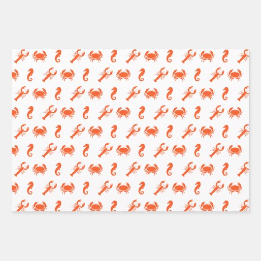 Nautic Sea Animals Muster Hummerkrabbe Seepferd Geschenkpapier Set (Vorderseite)