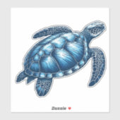 Nautic Sea Turtle Custom Cut Vinyl Sticker (Blatt)