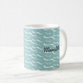 Nautic Sea Waves Summer Beach House Personalisiert Kaffeetasse (VorderseiteRechts)
