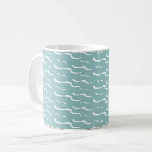 Nautic Sea Waves Summer Beach House Personalisiert Kaffeetasse (Vorderseite Links)