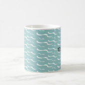 Nautic Sea Waves Summer Beach House Personalisiert Kaffeetasse (Mittel)