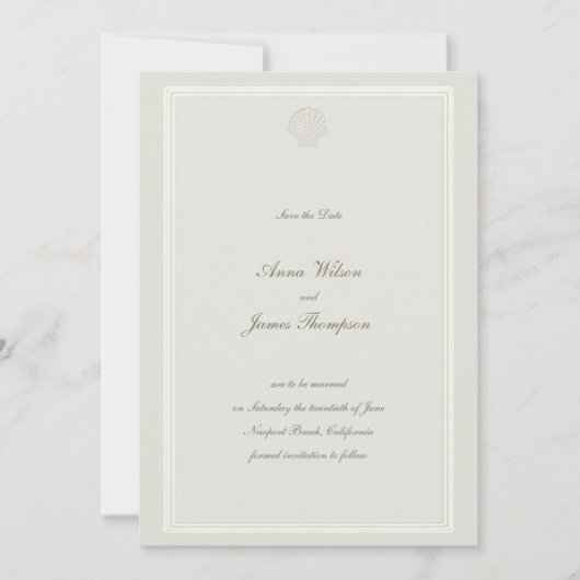 Nautic Seashell Classic Frame formale Hochzeit Save The Date (Vorderseite)