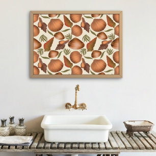 Nautic Seashell Floral Pattern Poster